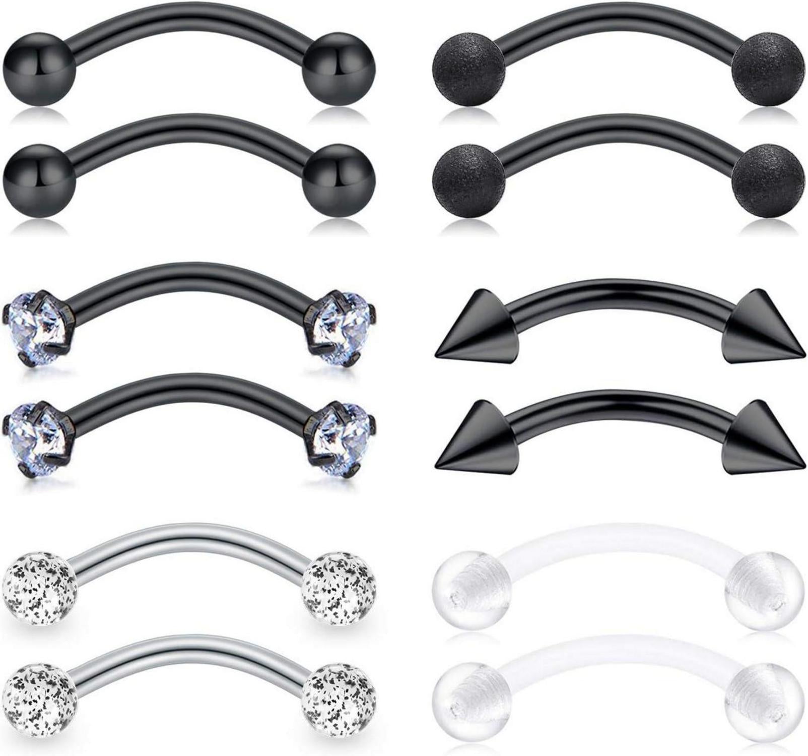 Augenbrauenpiercings Chirurgenstahl Curved Barbell Kugel Perle Rook