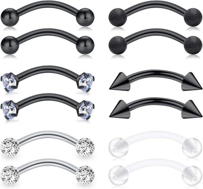 Augenbrauenpiercings Chirurgenstahl Curved Barbell Kugel Perle Rook