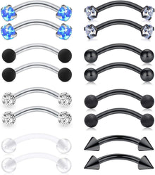20Stk Augenbrauenpiercings Chirurgenstahl Curved Barbell Kugel Perle