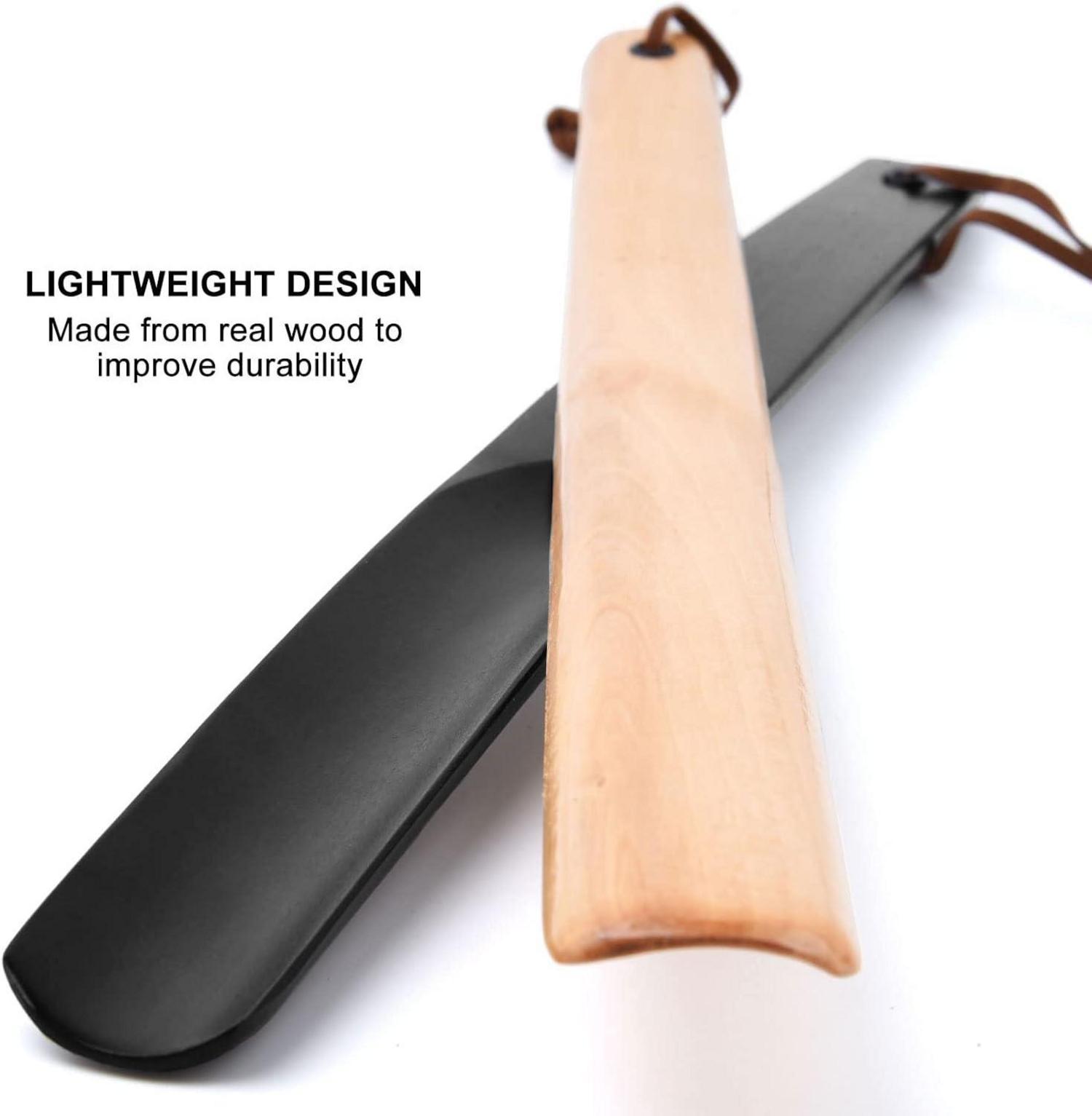 Schuhlöffel Holz 2er Set Lang Stabil 38cm Schwarz Hellbraun