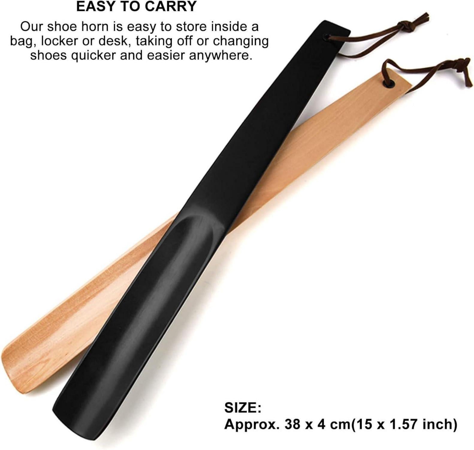 OneBarlercorn Schuhlöffel Lang Holz Schuhanzieher 38cm Schwarz Hellbraun