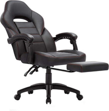 Ergonomischer Bürostuhl mit verstellbarer Fußstütze, Schwarz