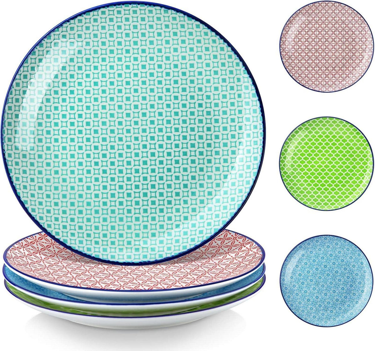 Porzellan Speiseteller 4-tlg. Macaron Flachteller bunt