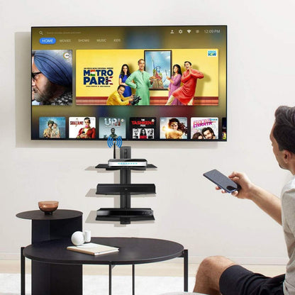 Suptek 3 Floating Regal TV Rack Schwarz mit Verstärktem