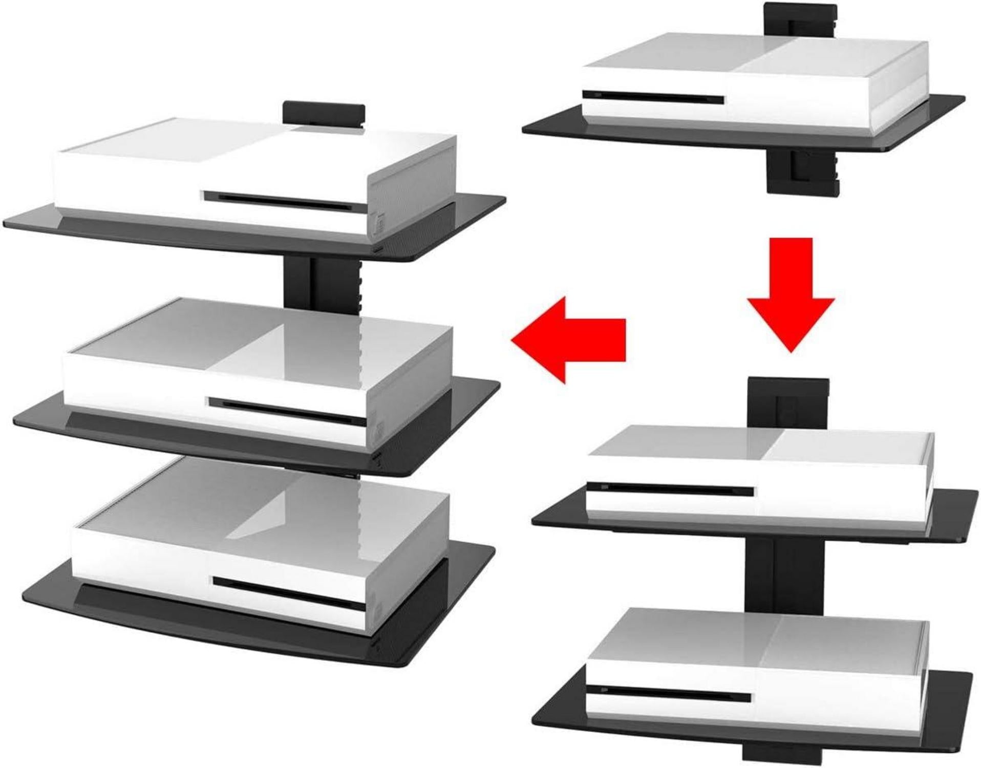 Suptek 3 Floating Regal Multimedia Wandregal TV Rack mit Glasregal Schwarz