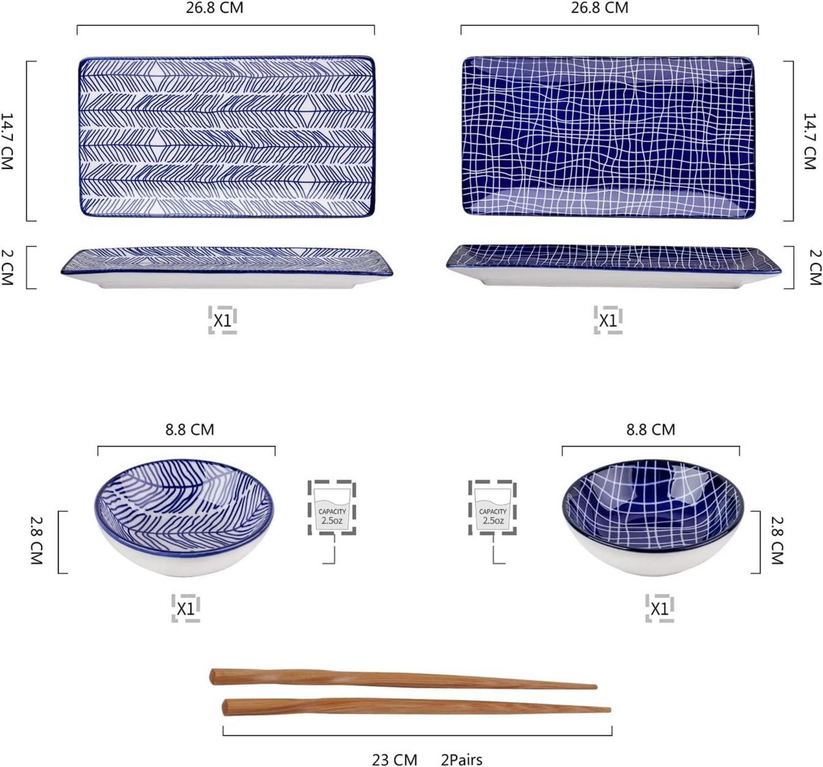Sushi Set TAKAKI 6-teilig Porzellan japanisches Geschirr 2 Personen