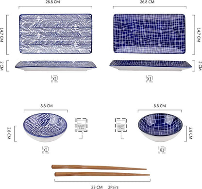 Sushi Set TAKAKI 6-teilig Porzellan japanisches Geschirr 2 Personen