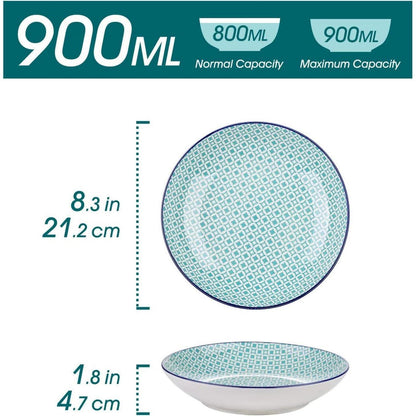 Suppenteller Porzellan bunt 4tlg Ø 21,2 cm Füllmenge 800 ml