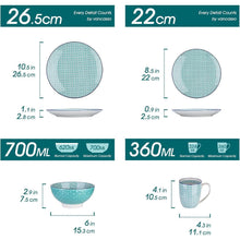 Buntes Porzellan Geschirrset, Tafelservice 16-teilig Macaron