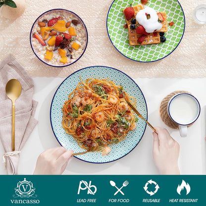 Buntes Porzellan Geschirrset, Tafelservice 16-teilig Macaron