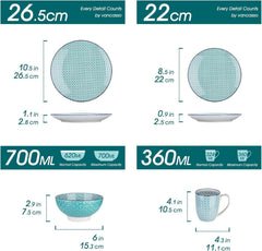 Buntes Porzellan Geschirrset, Tafelservice 16-teilig Macaron