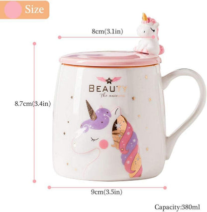 Keramik Einhorn Becher 380ML Rosa Geschenk Mädchen Tee Kaffee Milch