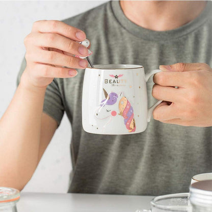 Einhorn-Becher keramische Kaffeetasse 380ML Geschenk Mädchen Einhorn