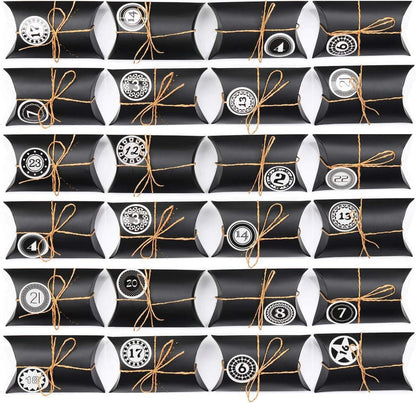 DIY Adventskalender zum Befüllen, 24 Kraftpapier Tüten mit Zahlenaufklebern