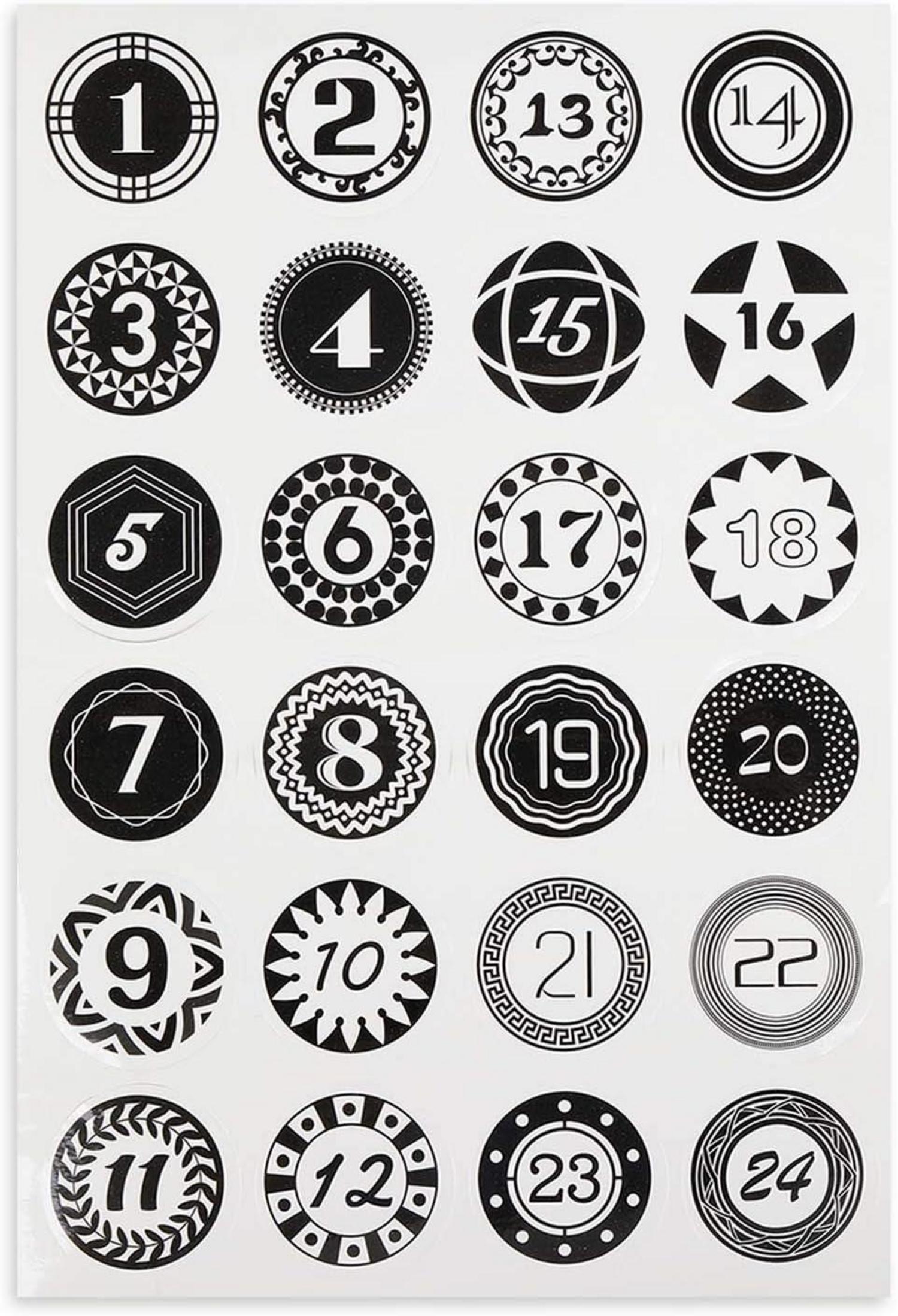 Adventskalender zum Befüllen Kraftpapier Tüten 24 Adventstüten Schwarz