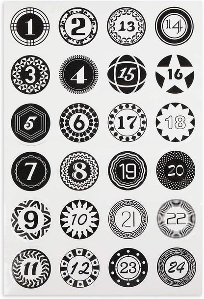 Adventskalender zum Befüllen Kraftpapier Tüten 24 Adventstüten Schwarz