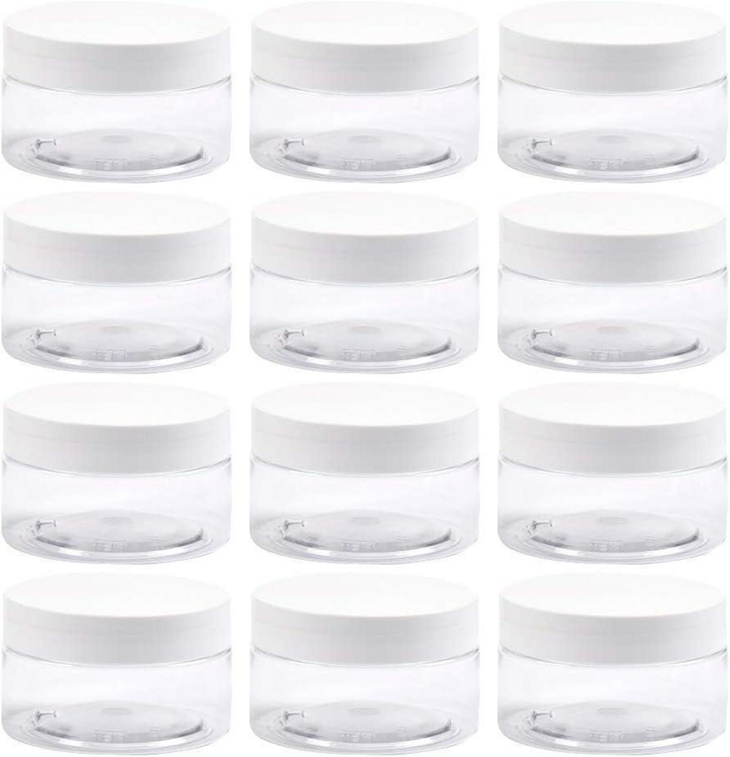 12er Set Mini Dosen 100ml Leere Klare Kunststoff Behälter mit Deckel