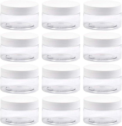12er Set Mini Dosen 100ml Leere Klare Kunststoff Behälter mit Deckel