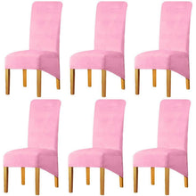 Stretchy Stuhlbezüge Rosa, 6er Set (Groß) – Samt, Elastisch
