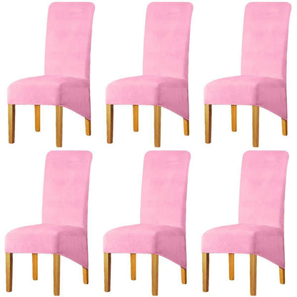 Stretchy Stuhlbezüge Rosa, 6er Set (Groß) – Samt, Elastisch
