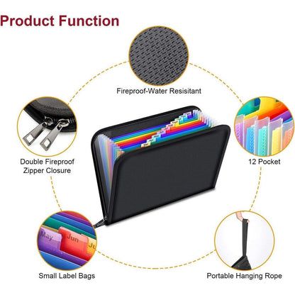 Feuerfeste Dokumentenmappe 13 Fächer A4 Ordner Wasserfest
