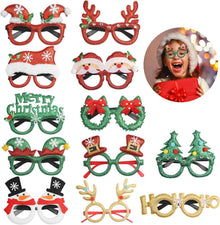 12er Set Weihnachtsbrillen Lustige Glitzernde Party Foto Requisiten