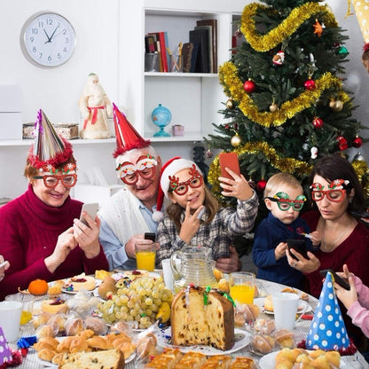 12er Set Lustige Weihnachtsbrillen Glitzernde Partygläser Rahmen