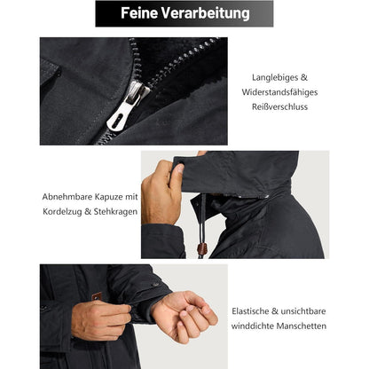 Winterparka Herren Fleecegefüttert Dunkelgrau XL