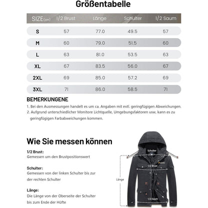 Winterparka Herren Fleecegefüttert Dunkelgrau XL