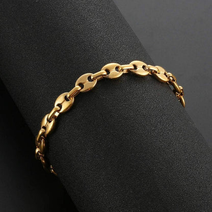 Halskette Armband Set Herren Edelstahl Kaffeebohne Silber Gold Schwarz