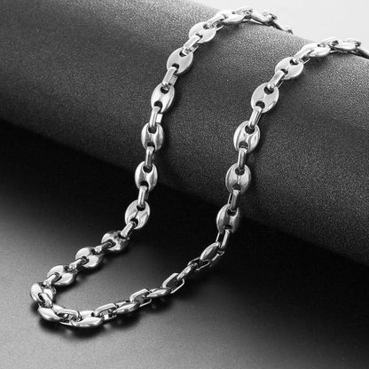 Kaffeebohne Halskette Herren Edelstahl 11mm Silber 61CM