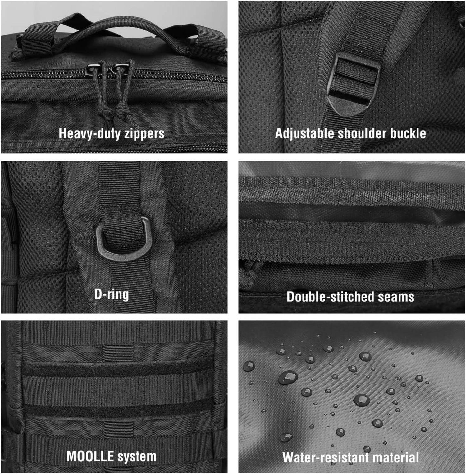 Militär Taktischer Rucksack 35L Große Kapazität Schwarz