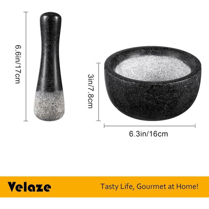 Granit Mörser mit Stößel 580ML Steinmörser Gewürzmörser