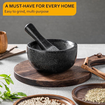 Granit Mörser mit Stößel 580ML Steinmörser Gewürzmörser