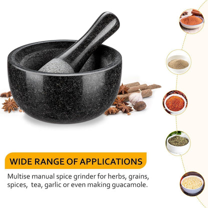 Granit Mörser mit Stößel 580ML Steinmörser Gewürzmörser