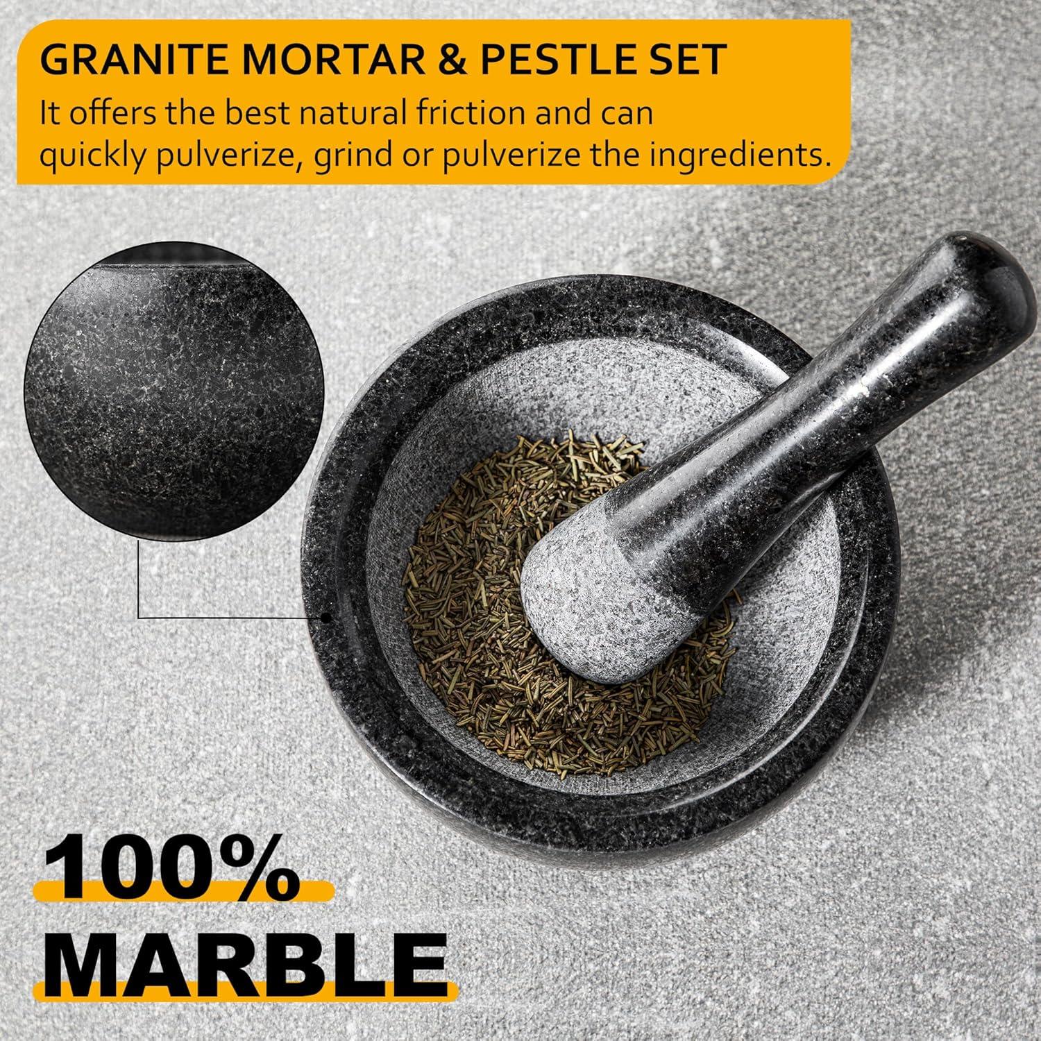 Granit Mörser mit Stößel 580ML Ø 16 cm für Gewürze und Kräuter