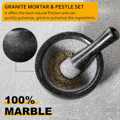 Granit Mörser mit Stößel 580ML Ø 16 cm für Gewürze und Kräuter