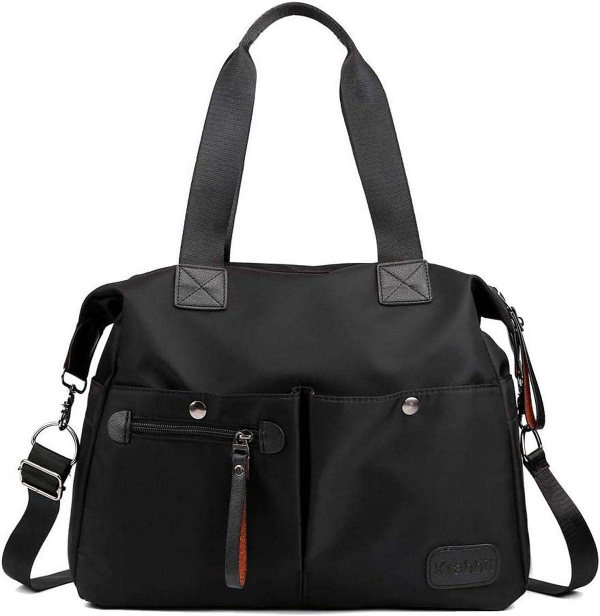 Schwarze Nylon Hobo Schultertasche mit Mehreren Taschen