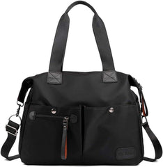 Schwarze Nylon Hobo Schultertasche mit Mehreren Taschen