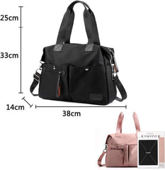 Schwarze Nylon Hobo Schultertasche mit Mehreren Taschen