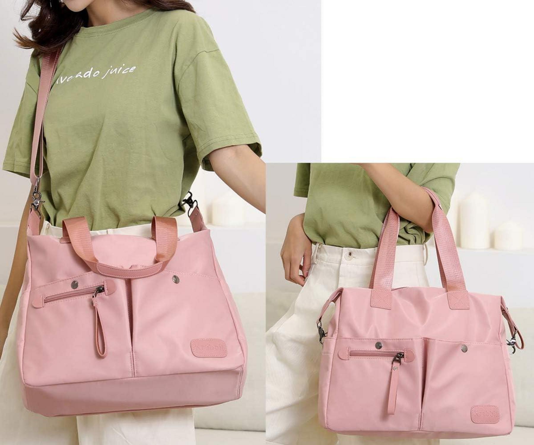 Damen Nylon Hobo Schultertasche Rosa - Multifunktionale