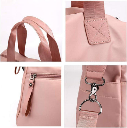 Damen Hobo Umhängetasche Messenger Handtasche Nylon Rosa 38x14x33cm