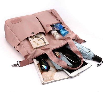 Damen Hobo Umhängetasche Messenger Handtasche Nylon Rosa 38x14x33cm