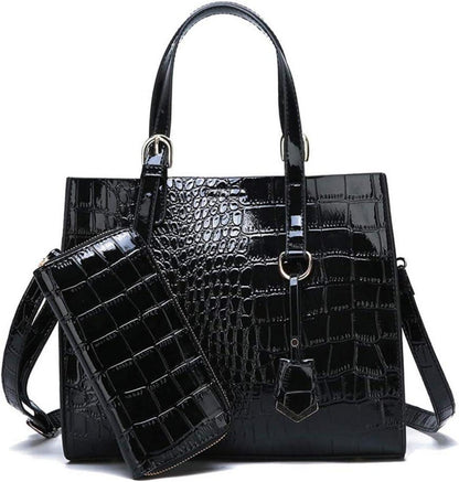 Handtaschen Set Krokodil-Muster Schulter- Umhängetasche