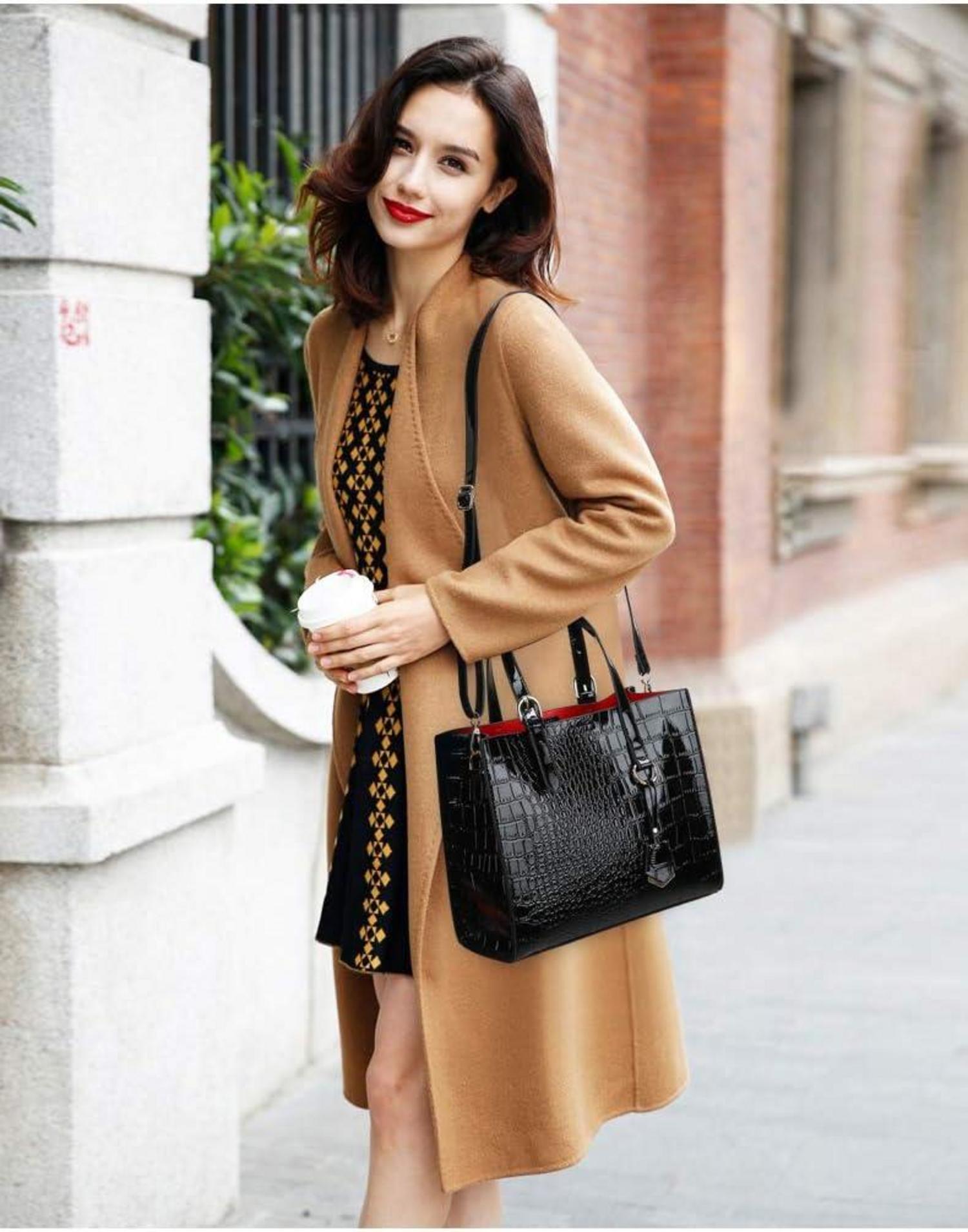 Coolives Damen Set Handtaschen Krokodil-Muster
