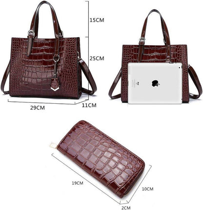 Handtaschen Set Krokodil-Muster Schulter- Umhängetasche