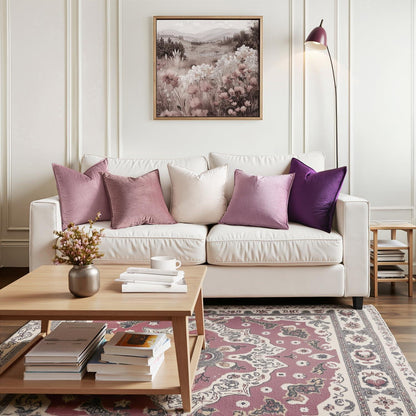 Samt Kissenbezug 40x40 Aubergine Lila - 2er Set