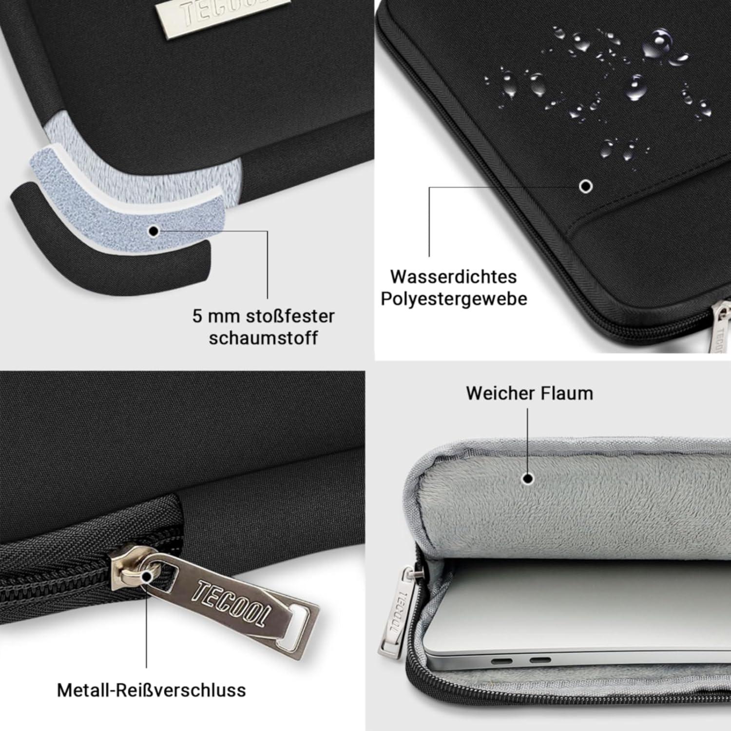 Laptop Tasche Hülle für MacBook Air Pro 13 M1 M2 M3 13-inch iPad Pro Air,Schwarz