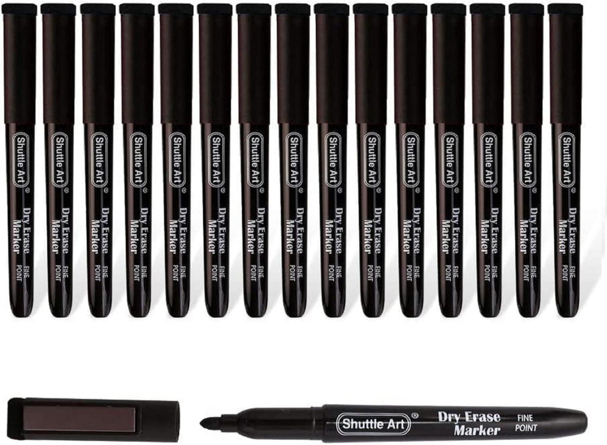 15er Pack Schwarze Magnetische Whiteboard Marker Set - Abwischbar