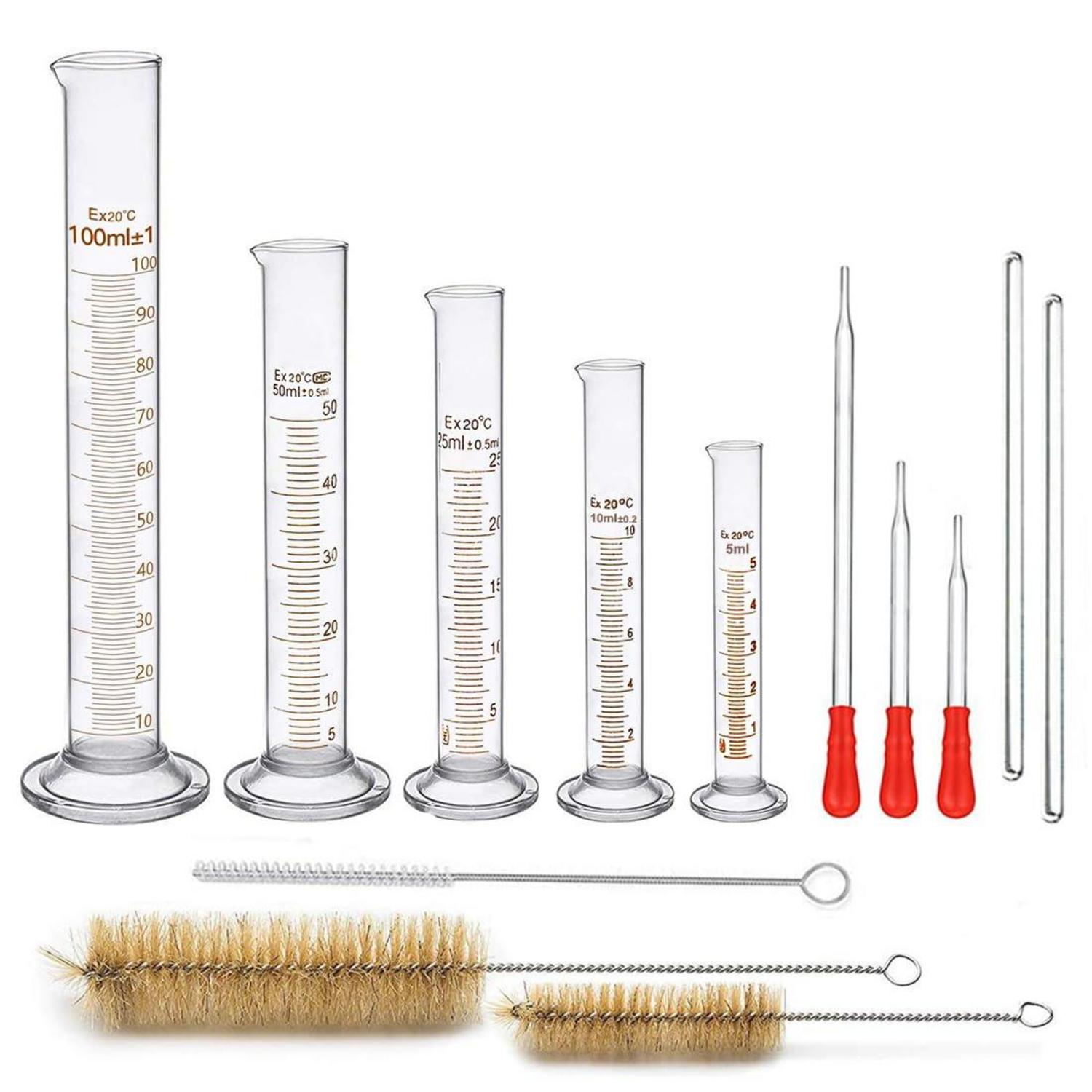 Messzylinder Glas Set Chemie Labor 13-teilig inkl. Pipetten 5ML 10ML